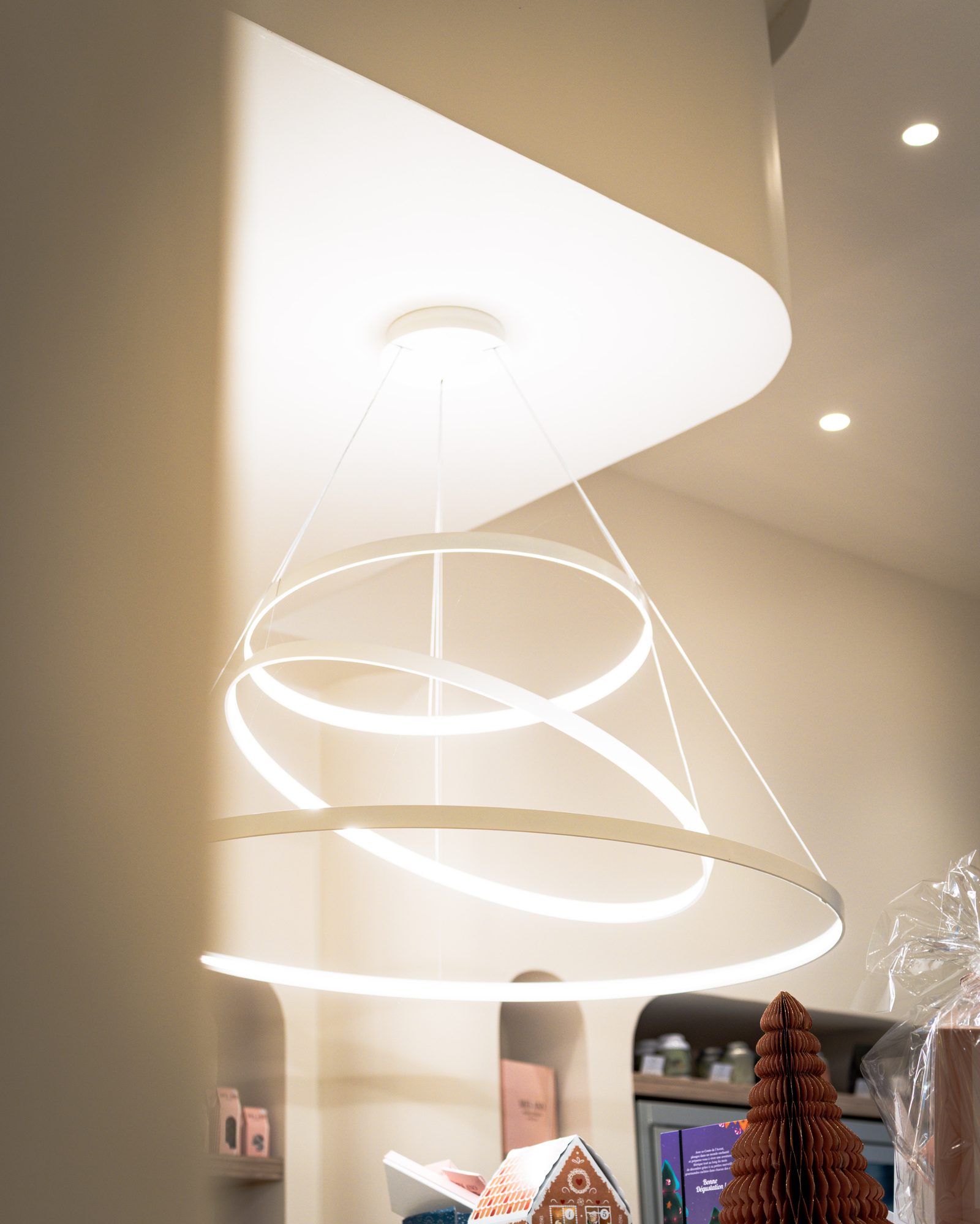 Pendant ring chandelier — close view